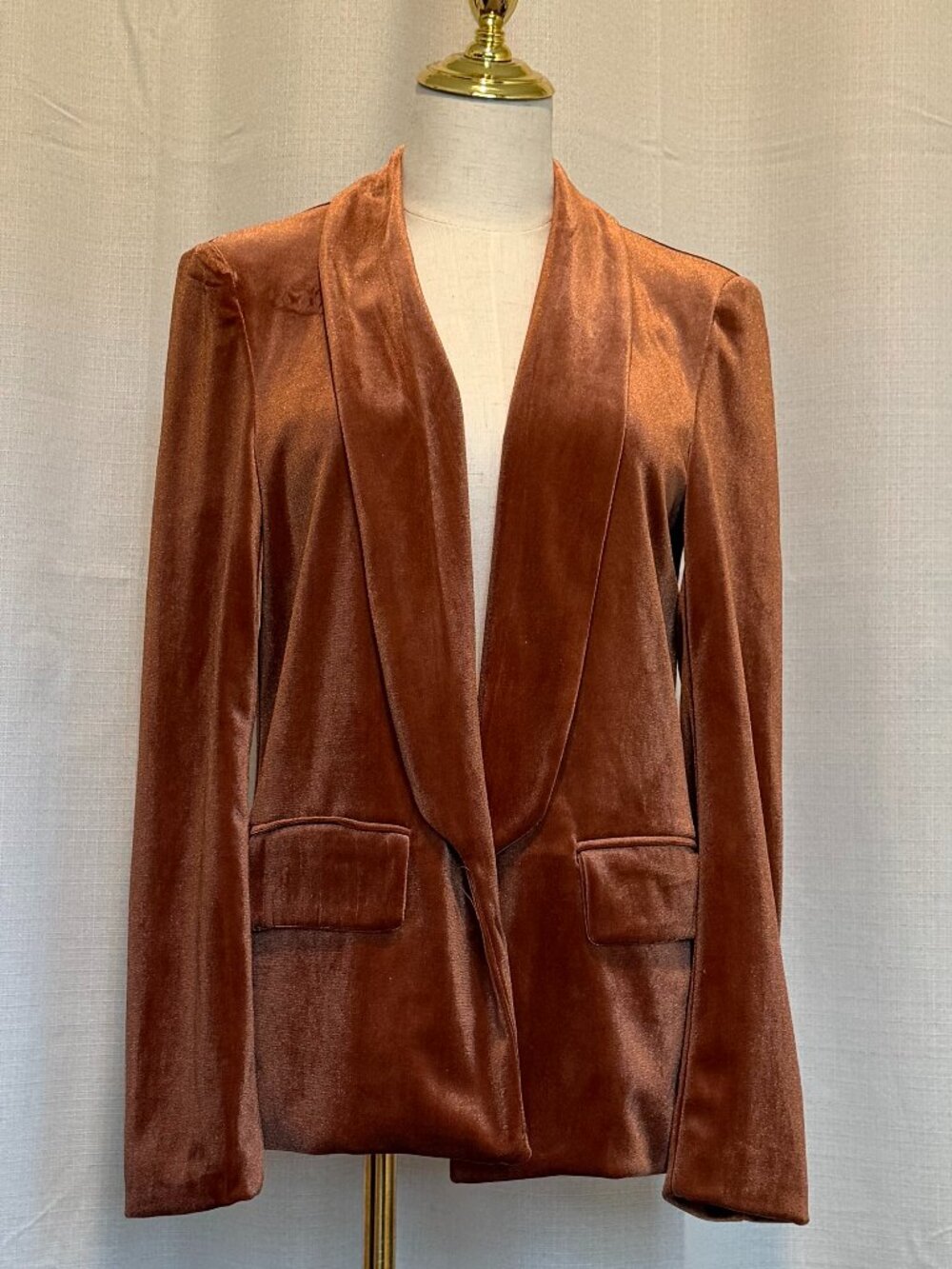 Romeo & Juliet Couture Velvet Blazer Burnt Orange Metallic Size Medium